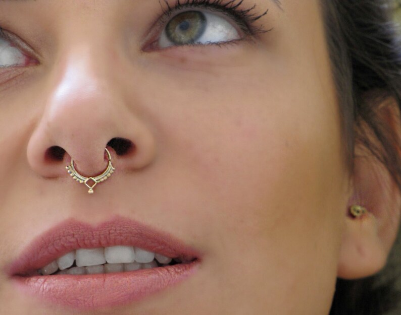 Septum Ring, Septum, Septum Jewelry, Septum Piercing, Gold Septum Ring, Solid Gold Septum Ring, 14k Gold Septum, Tribal Septum Ring, SKU 66 image 5