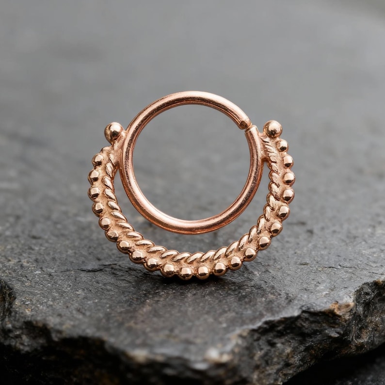 Dainty Indian Nose Hoop: Tiny Solid 14k Gold Ring (Custom Size) image 10