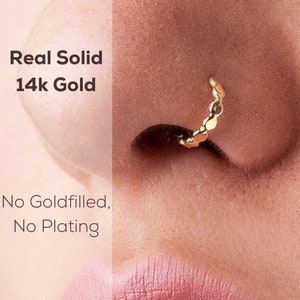 Plain Nose Ring, Gold Nose Ring, Nose Cuff, Gold Nose Cuff, Gold Nose Hoop, Endless Nose Hoop, Nose Hoop, Nose Jewelry, 14K Nose Cuff, SKU40