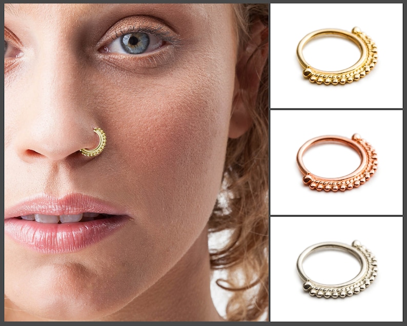 Gold Nose Ring Indian Nose Ring Nose Hoop 18 Gauge Nose Etsy