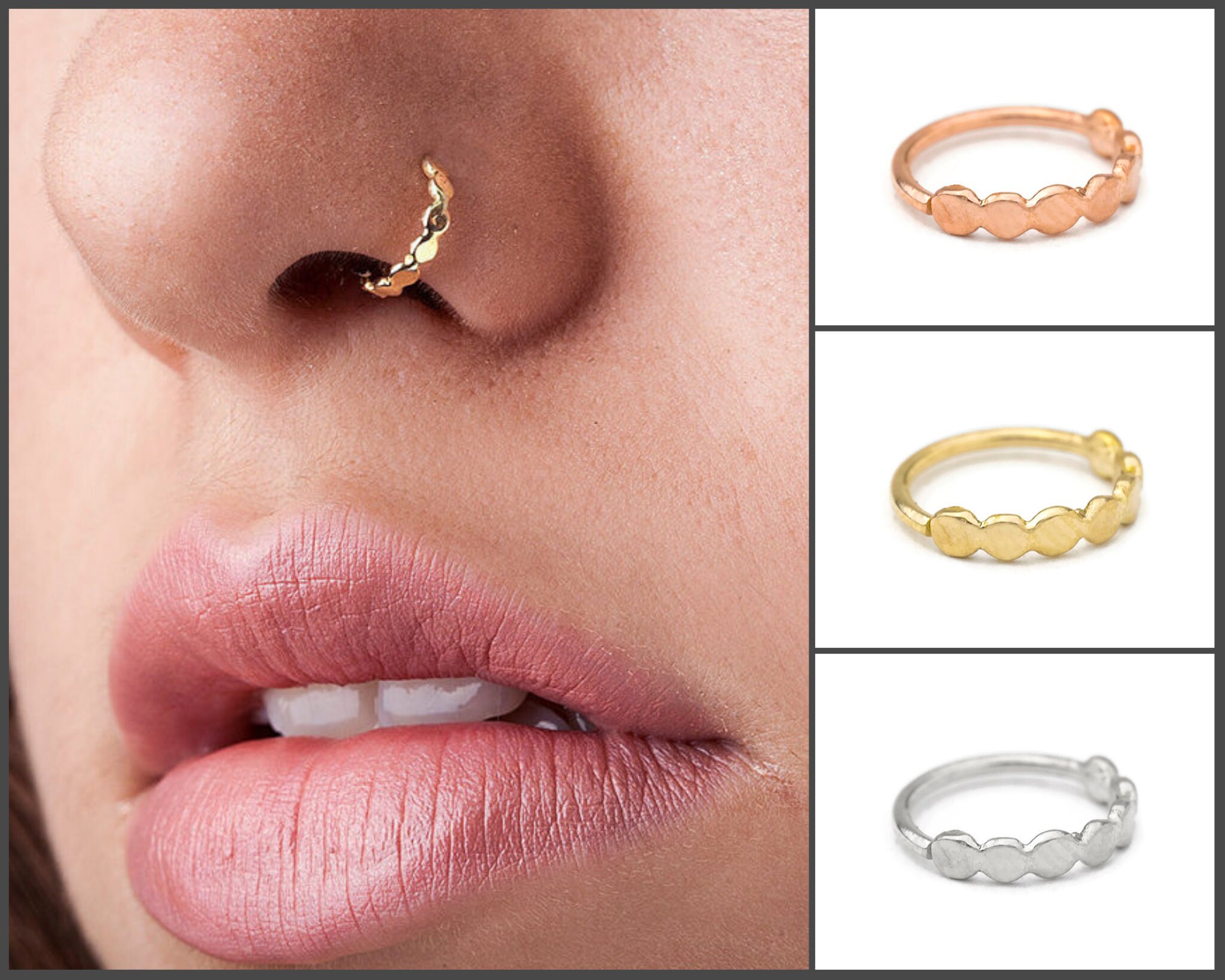 Rose Gold Nose Ring Plain Nose Ring Nose Cuff Gold Nose Etsy
