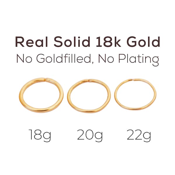 18k Gold Nose Hoop, Nose Hoop, Endless Nose Ring, Solid 18k Gold Nostril Hoop, Seamless Gold Nose Ring, Plain Nose Ring, 18k Gold Jewelry