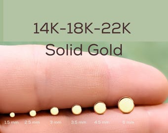Disk Nose Stud, Flat Nose Stud, 14k Gold Nose Stud, 22k Gold Nose Stud, Tiny Nose Stud, Small Nose Stud, Dot Nose Stud, 18k Gold Nose Stud