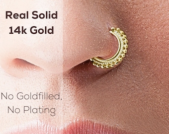 Gold Nose Ring, Indian Nose Ring, Nose Hoop, 18 Gauge Nose Ring, Nose Ring Gold, Nose Ring Gold, Solid Gold Nose Ring, Nose Jewelry, SKU 62