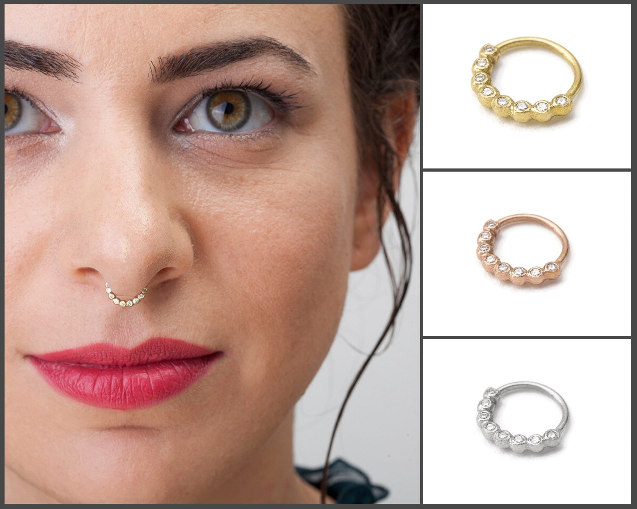 Diamond Septum Ring Diamond Piercing Diamond Nose Ring Etsy Israel