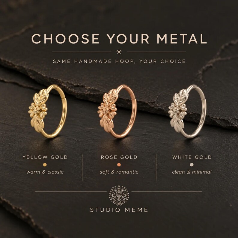 three rings with different colored metal, each with a unique design, arranged on a dark surface.