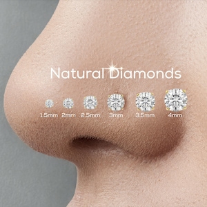 Piercing de nariz de oro de 14k con diamante natural, claridad SI/VS.