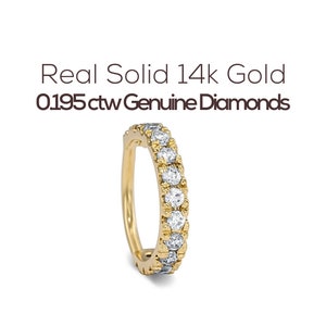 Diamond Nose Ring, Diamond Nose Hoop, Genuine Diamonds Nose Piercing, Diamond Nose Jewelry, Nose Ring Diamond, Gold Nose Ring, SKU 181-13D-D