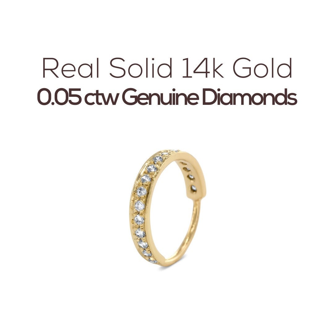Diamond Nose Ring, Diamond Nose Hoop, Genuine Diamonds Nose Piercing