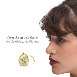 Large Nose Stud, Indian Nose Stud, Gold Nose Stud, Indian Nose Ring, Bold Nose Stud, Statement Nose Stud, Turquoise Nose Ring, Gold Nose Pin
