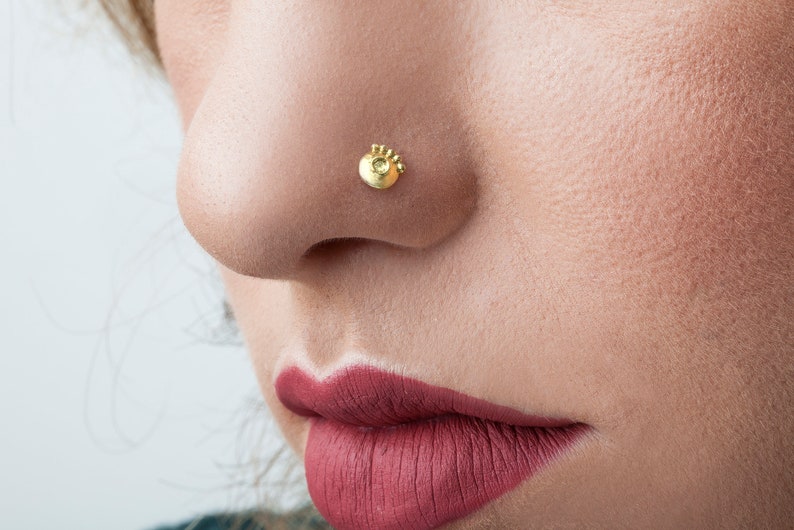 Indian Nose Stud Nose Pin Nose Stud Ring Nose Stud Nose Studs Gold Nose Stud 14 Karat Solid Gold Nose Bling