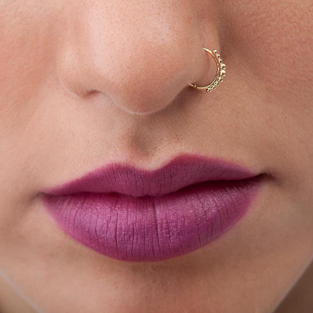 Gold Nose Ring, Real Gold Nose Ring, 14k Gold Nose Ring, Handmade