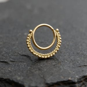 Dainty Indian Nose Hoop: Tiny Solid 14k Gold Ring (Custom Size) image 2