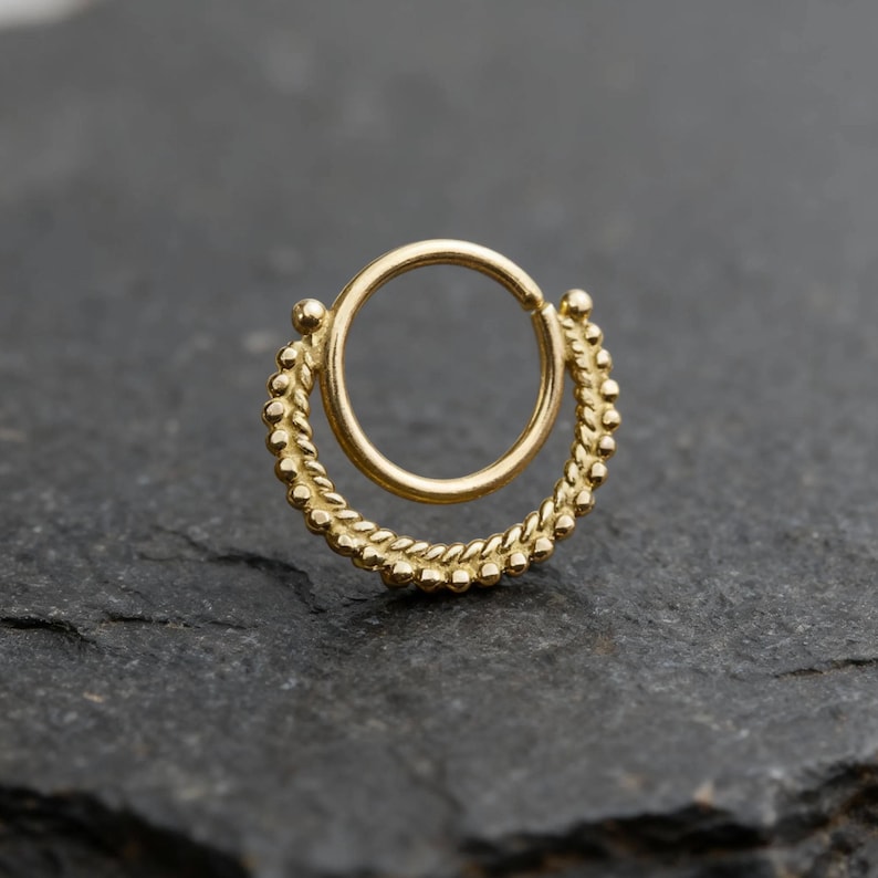 Dainty Indian Nose Hoop: Tiny Solid 14k Gold Ring (Custom Size) image 2