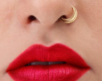 Moon-Shaped Gold Nose Ring - Dainty Solid 14k Hoop