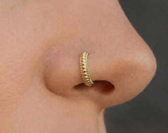Indian Nose Ring: 14k Gold Hoop in Yellow, Rose, or White