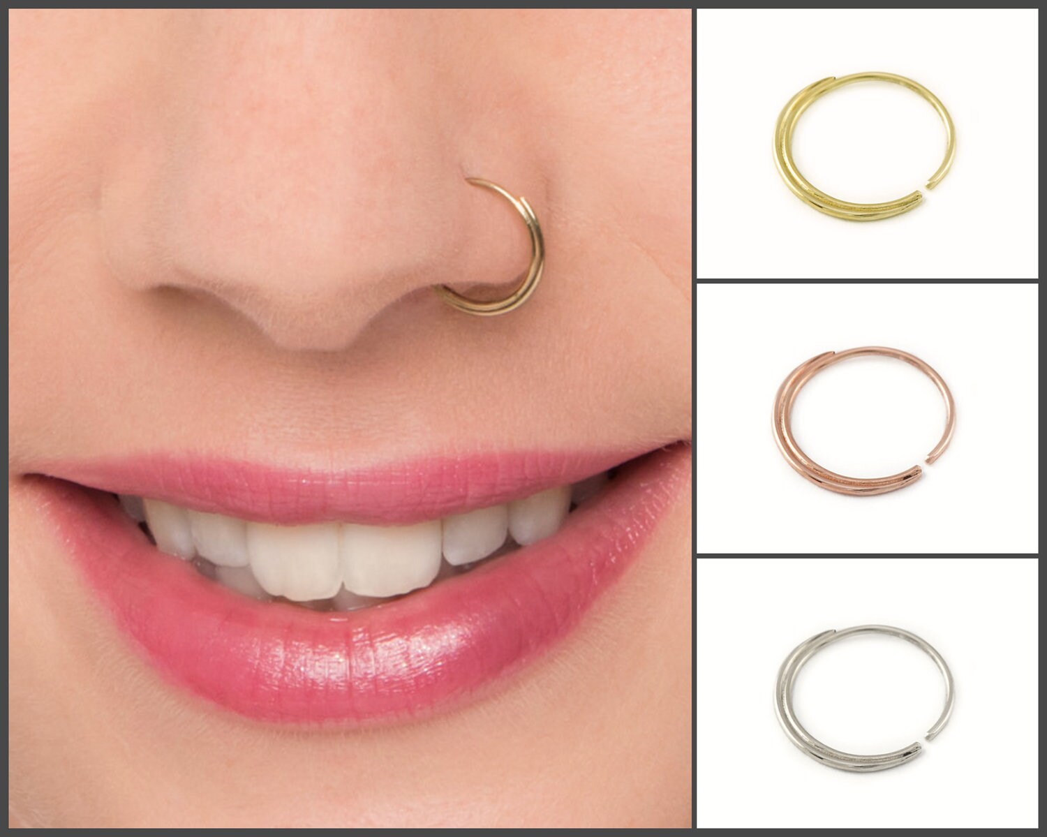Amazon.com: Double Nose Ring for Single Piercing,20G Snug Spiral Nose Ring  8mm Thin Nose Rings Hoops Twist Nose Piercing Jewelry for Women Men(Left  Side 4PCS 8mm) : Handmade Products