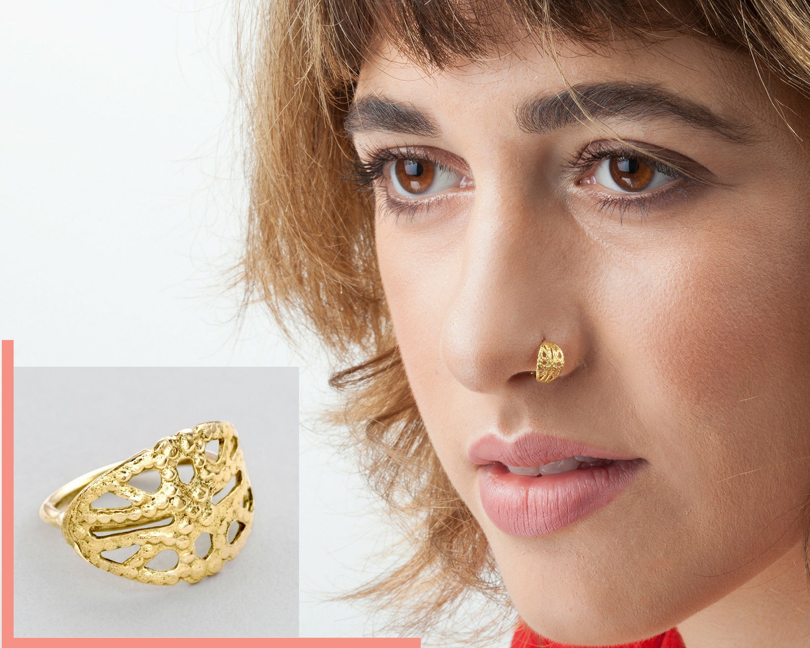 Large Gold Nose Ring Large Nose Ring Gold Statement Nose Etsy