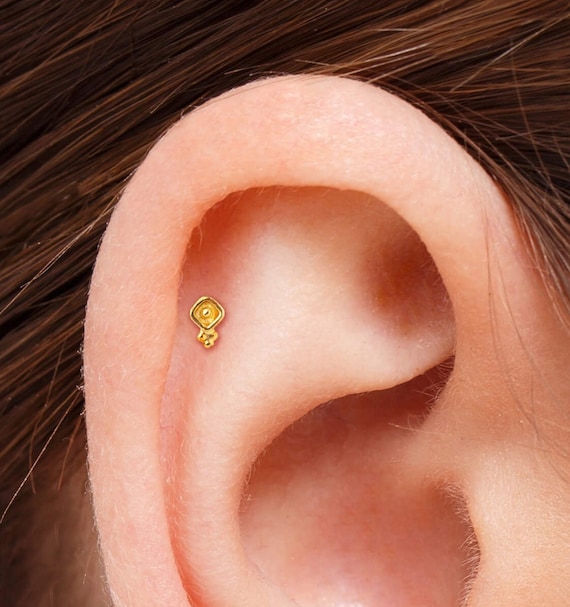 Solid gold cartilage stud discount