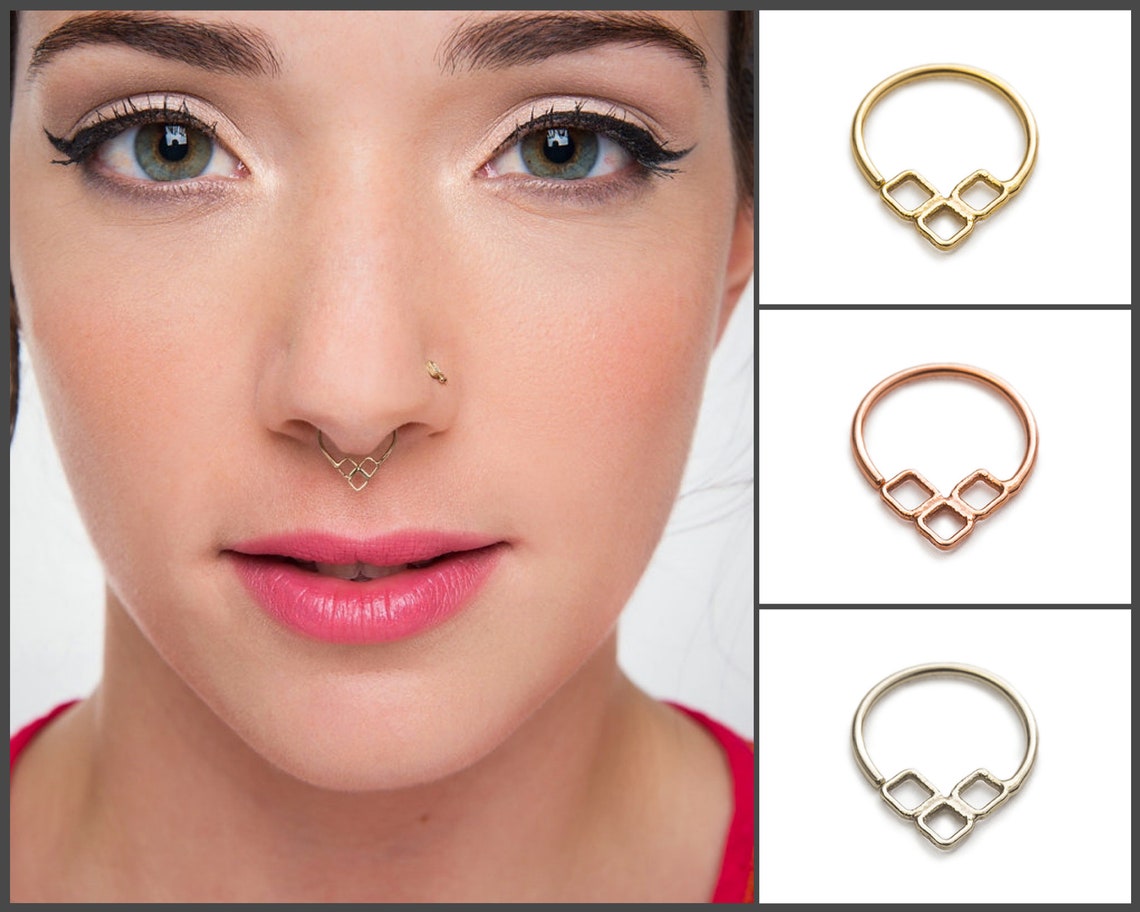 Gold Septum Jewelry Solid Gold Septum Ring Gold Septum Ring Etsy