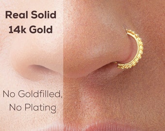 Indian Nose Ring, Nose ring Indian, Gold Nose Ring, Nose Ring Gold, Indian Nose Hoop, Nose Hoop Indian, Indian Nose Ring Gold 14k, SKU 4591
