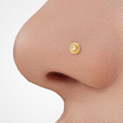 Diamant-Nasenstecker: Minimalistischer Goldschmuck (1 mm Stein, 3 mm Scheibe)
