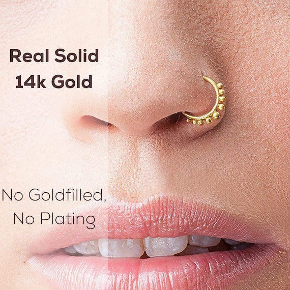 9k solid yellow gold tiny crystal gem nose stud – Laura Bond