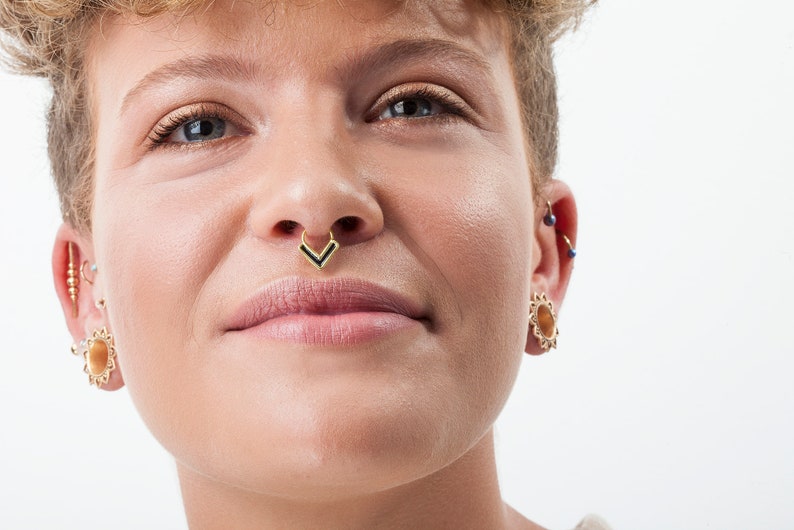 Statement Septum Ring Gold Septum 16g Edgy Septum Piercing - Etsy