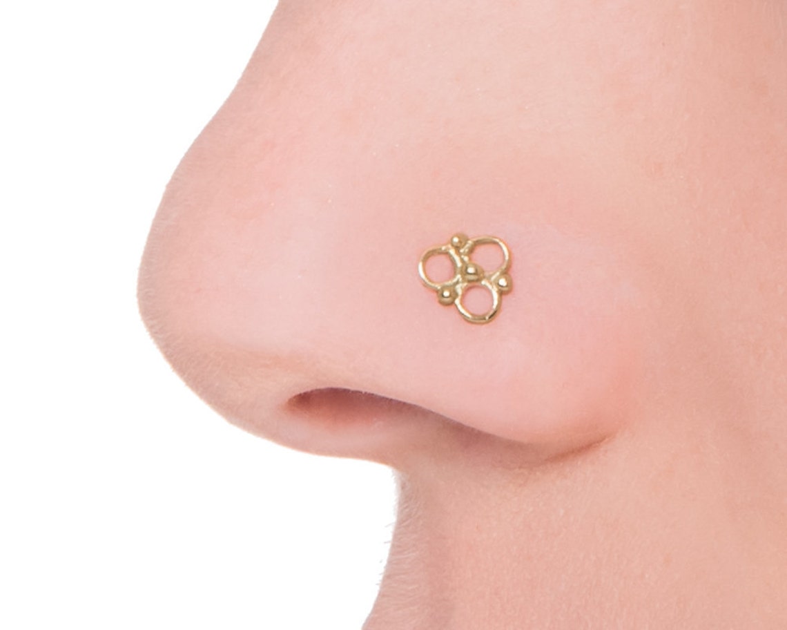 Rose Gold Nose Ring Rose Gold Nose Stud Nose Piercing Rose Etsy