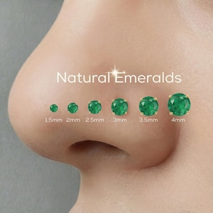 Emerald Nose Stud - Natural Gemstone in Solid Gold