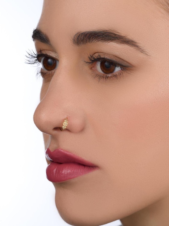 Flower Nose Hoop: Delicate 14k Gold - Yellow, Rose, or White
