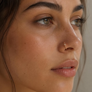 A close-up of a woman's face, focusing on her nose and lips.
