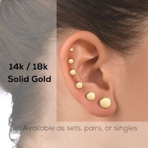 Small SOLID Gold Earrings, Circle Earrings, 14k Earrings, 18k Gold Earrings, Post Earrings, Tiny Earrings, Disk Earrings, Dot Stud Earrings