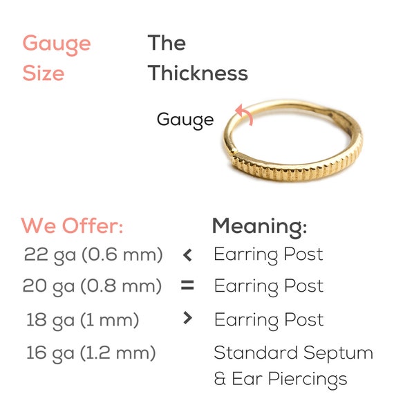 Tragus Jewelry Size Chart