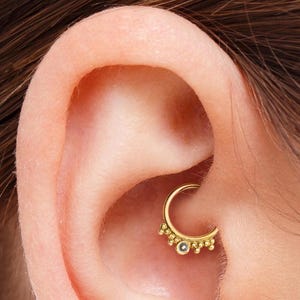 Solid Gold Cartilage ring, Gold Daith Piercing, Rose Gold Cartilage Cuff, Indian Daith Ring, White Gold Daith Jewelry, Cartilage Ring, SKU84