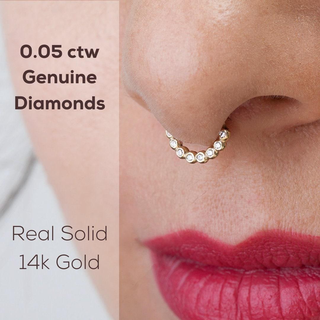 Diamond Septum Ring, Diamond Piercing, Diamond Nose Ring, Bling