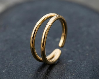 Double Gold Nose Hoop, Solid 14k (Single Piercing, 6-10mm)