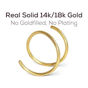 Double Hoop Huggie Cartilage Earring, Gold Double Earring, 14k Gold Double Helix Earring, Double Twist Cartilage Ring, Sleeper Helix Hoop