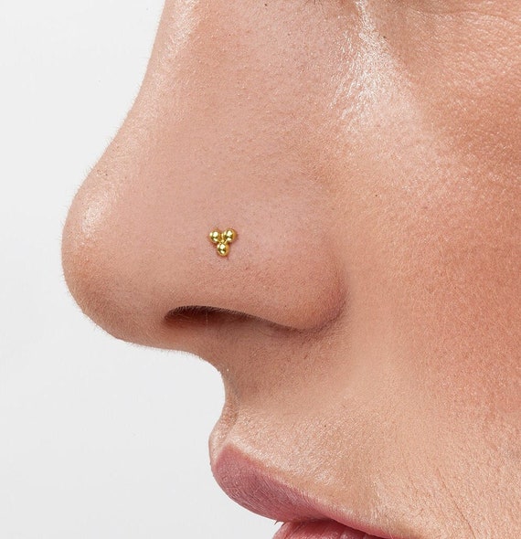 14kt Real Gold Nose Screw Ring with Small Ball Top 14kt Real Gold Nose Screw Ring with Small Ball Top