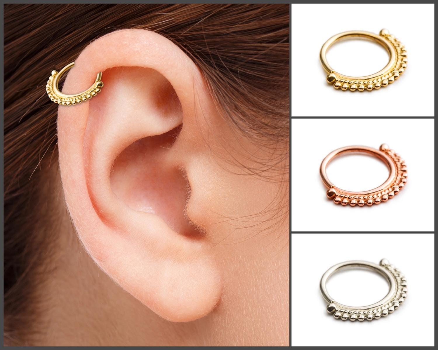 激安ブランド 14k ソリッド イエロー リング、軟骨ピアス ヘリックス ゴールド アクセサリー