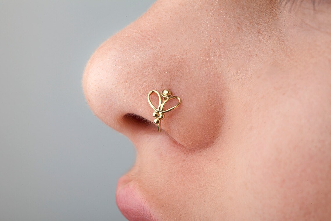 Butterfly Jewelry Unique Gold Nose Ring Butterfly Nose Hoop Etsy