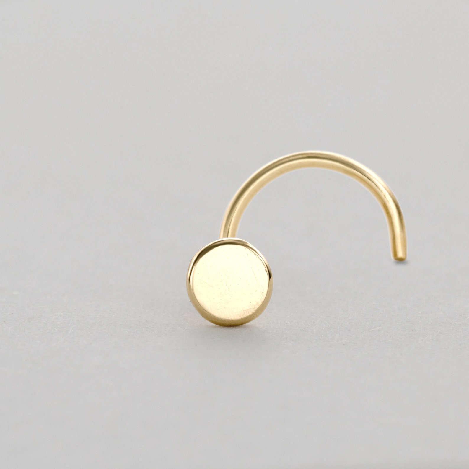 Flat Nose Stud Disk Nose Stud Gold Round Nose Stud Real Etsy