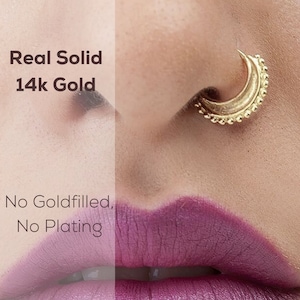 Nasenring, Gold Nasenring, Indischer Nasenring, Nasenring Hoop, Mond Schmuck, SKU 50, Gold