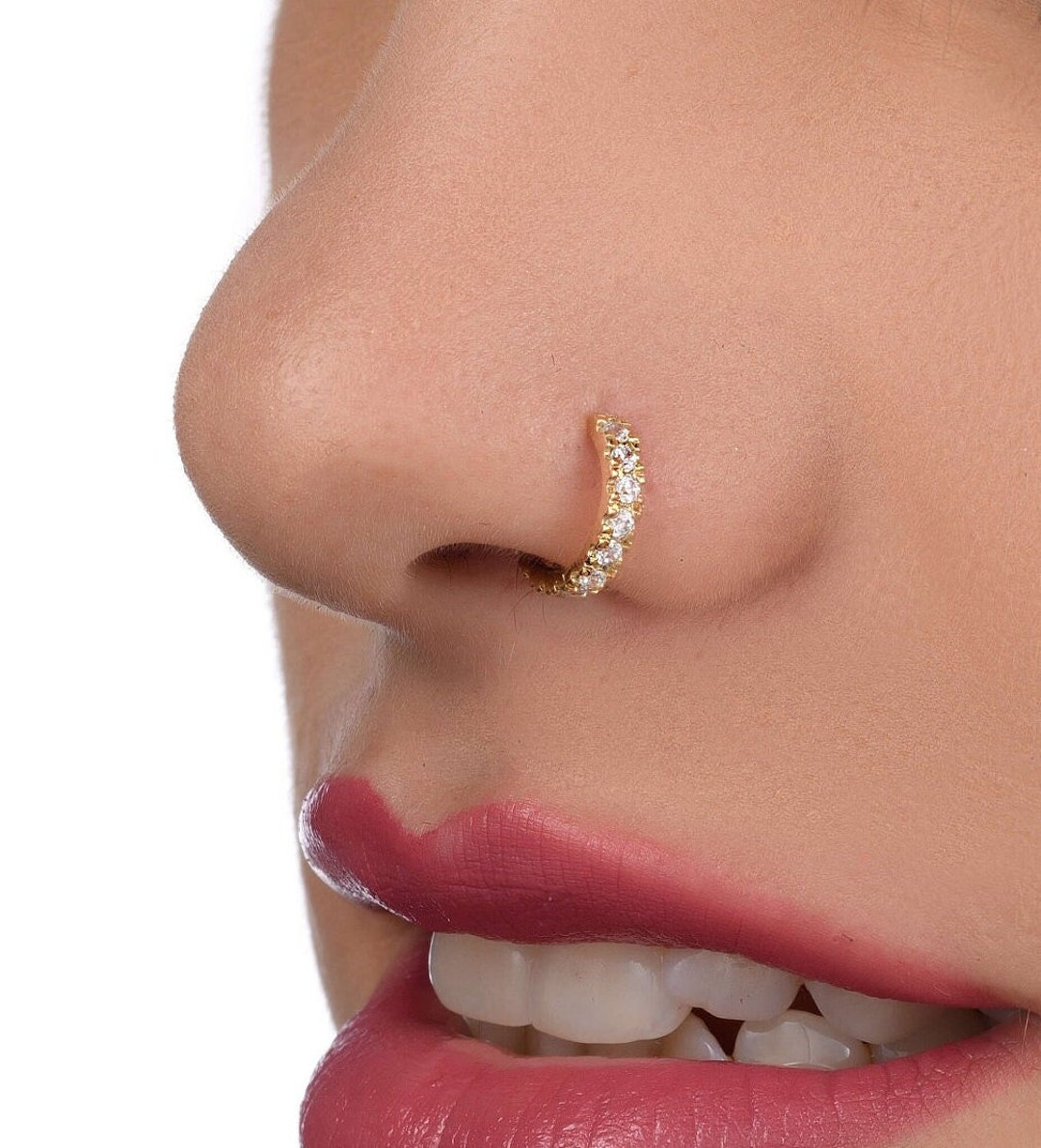 handig bedreiging het beleid Diamond Nose Ring Diamond Nose Hoop Genuine Diamonds Nose - Etsy