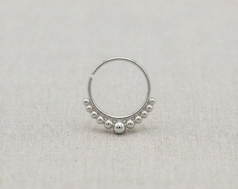 Nose Ring: Silver Tribal Hoop Jewelry (Handmade, 20 Gauge)