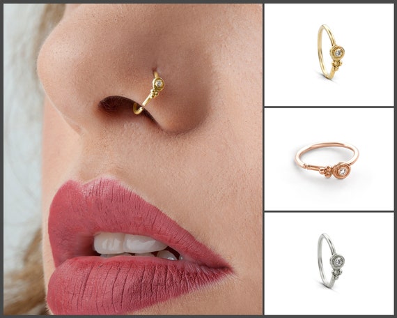 Ruby Nose Ring Ruby Gold Nose Ring Rose Gold Nose Ring White