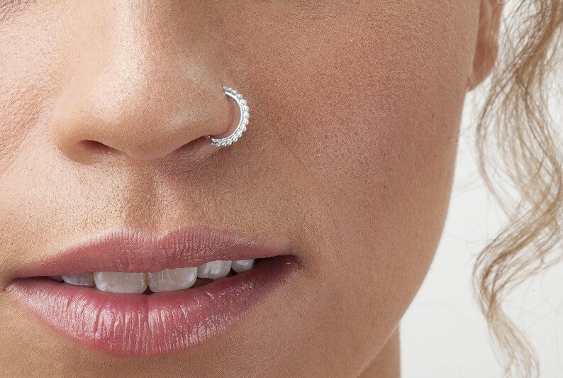 White Gold Nose Ring Indian Nose Ring Nose Hoop Cartilage Etsy