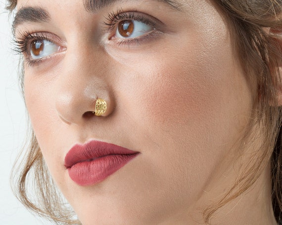 Large Gold Nose Ring Large Nose Ring Gold Statement Nose Ring Indian Nose Ring Gold Cuff Nose Ring Gold Gold Cuff Nose Ring SKU 117 Etsy