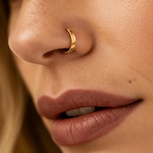 Thick 14k Gold Nose Ring Hoop (Yellow, Rose, White - Multiple Sizes)