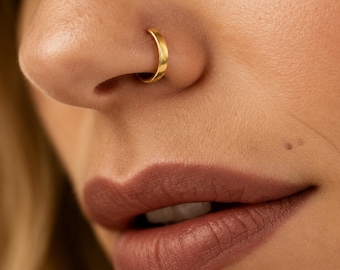 Thick 14k Gold Nose Ring Hoop (Yellow, Rose, White - Multiple Sizes)